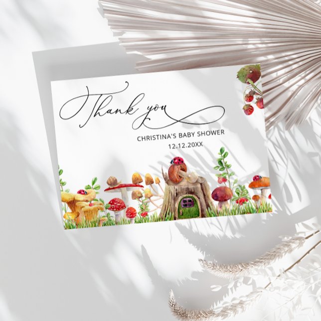 Little Wild Mushroom Baby Shower Thank You Card (Creator Uploaded)