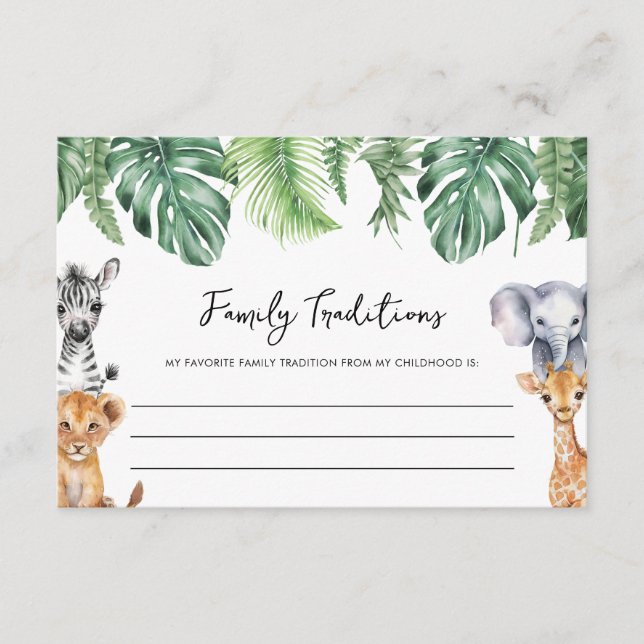 Little Wild One Baby Shower Family Traditions Enclosure Card (Front)