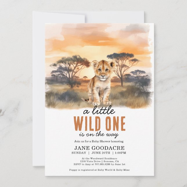 Little Wild One Baby Shower Invitation (Front)