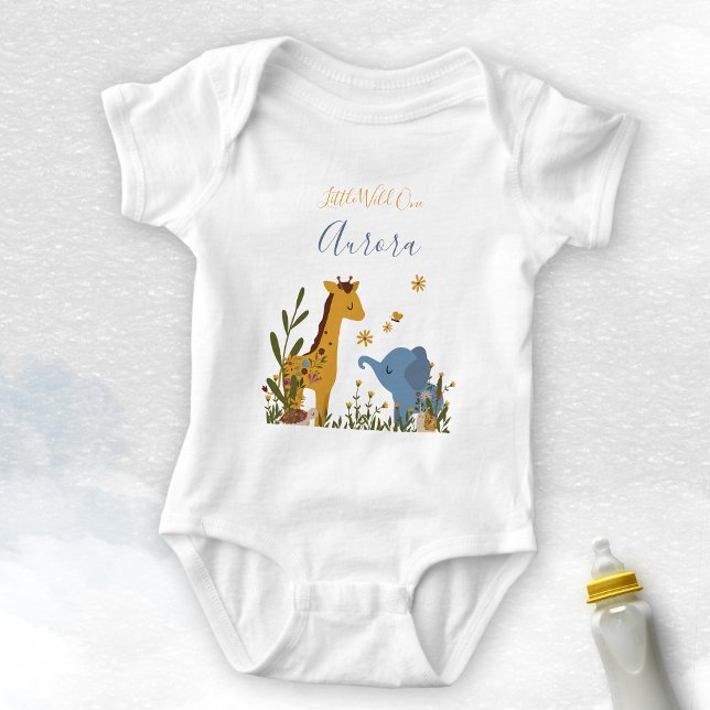 Little Wild One Cute Baby Animals Elephant Baby Bodysuit (Little Wild One Giraffe Elephant Snail Turtle Baby Bodysuit ©Susanne Sachers - Sunny Mind Design 🌞)