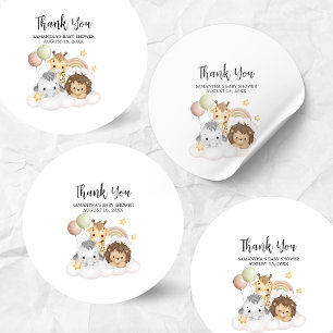 Little Wild One Cute Baby Shower Round Classic Round Sticker