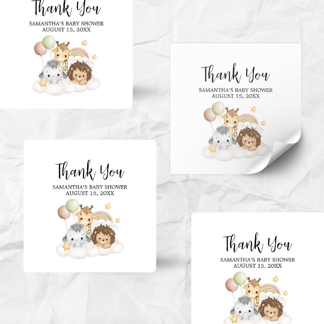 Little Wild One Cute Baby Shower Square Square Sticker (ittle Wild One Safari Animals Cute Baby Shower Square Sticker)