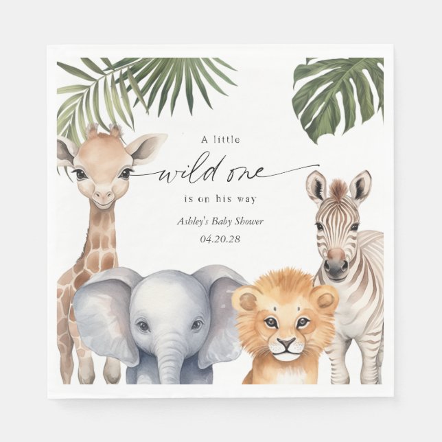 Little Wild One Safari Animal Baby Boy Shower Napk Napkin (Front)