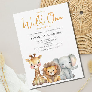 Little Wild One Safari Animal Baby Shower  Invitation