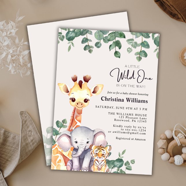 Little Wild One Safari Animals Baby Shower Invitation (Creator Uploaded)