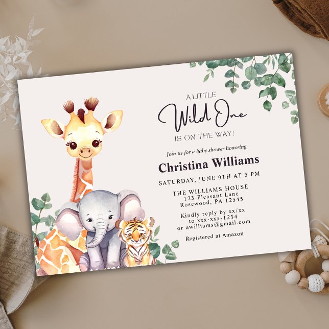 Little Wild One Safari Animals Baby Shower Invitation (Creator Uploaded)