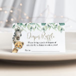 Little Wild One Safari Baby Shower Diaper Raffle Enclosure Card<br><div class="desc">Cute a Little Wild One is On the Way baby shower Diaper Raffle cards features pretty greenery with cute watercolor safari animals. Personalise with your details.</div>