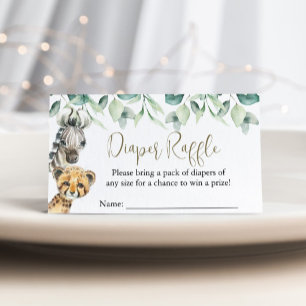 Little Wild One Safari Baby Shower Diaper Raffle Enclosure Card