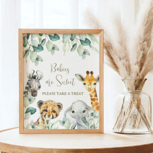 Little Wild One Safari Baby Shower Favours Sign
