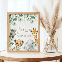 Little Wild One Safari Baby Shower Favours Sign