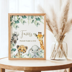 Little Wild One Safari Baby Shower Favours Sign