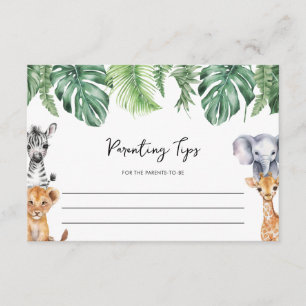 Little Wild One Safari Baby Shower Parenting Tips Enclosure Card