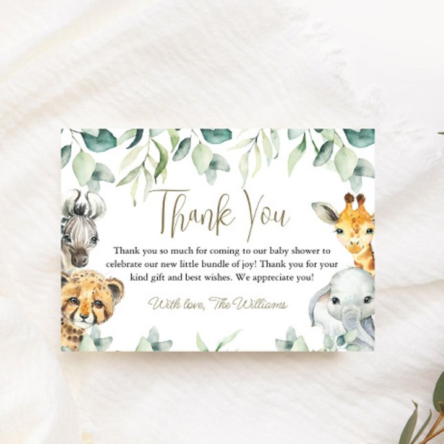 Little Wild One Safari Baby Shower Thank You Cards (Safari Thank You Cards)