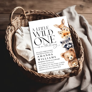 Little Wild One Woodland Animal Modern Baby Shower Invitation