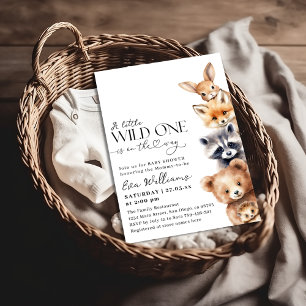 Little Wild One Woodland Animals Baby Shower Invitation