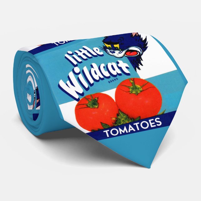 Little Wildcat tomato crate label print Tie (Rolled)
