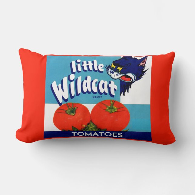 Little Wildcat tomatoes crate label Lumbar Cushion (Front)