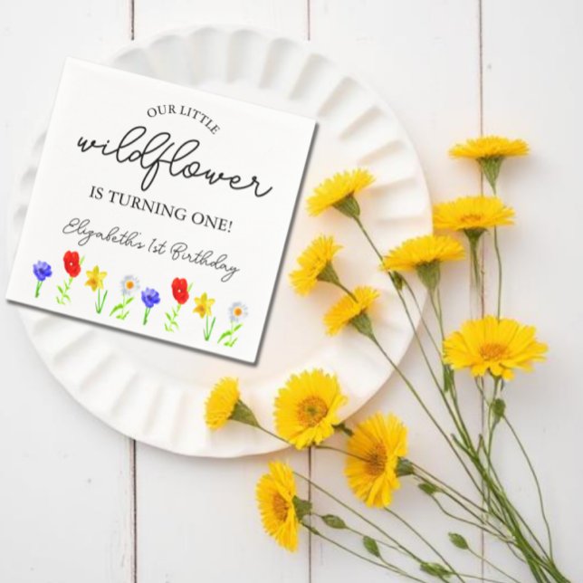 Little Wildflower 1st Birthday Napkin (Creator Uploaded)