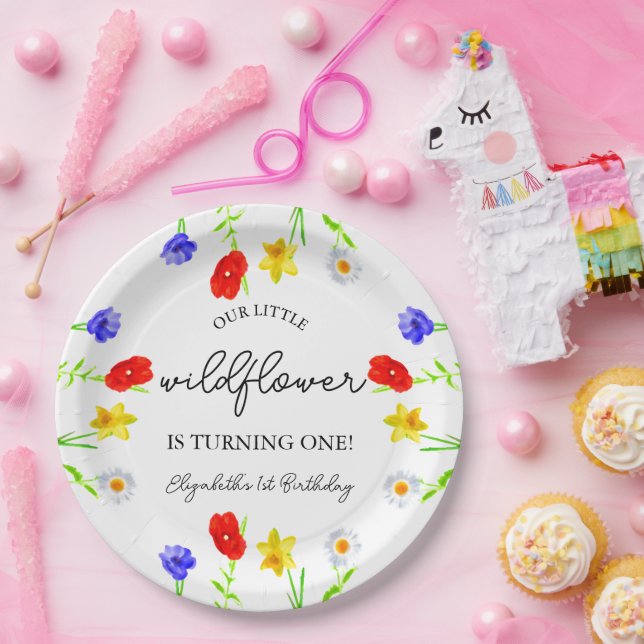 Little Wildflower 1st Birthday Paper Plate (Party)