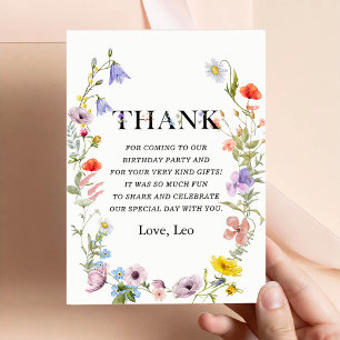 Little Wildflower 1st Girl Birthday Thank You Card