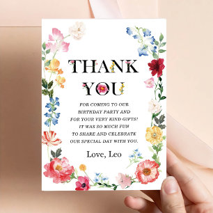Little Wildflower 1st Girl Birthday Thank You Card