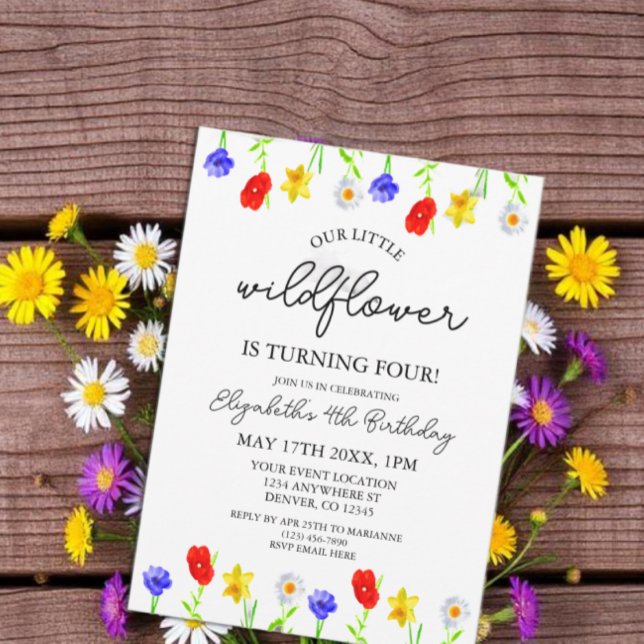 Little Wildflower 4th Birthday Invitation (Creator Uploaded)