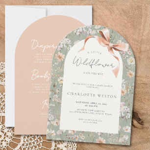 Little Wildflower Arch Bow All In One Baby Shower Invitation