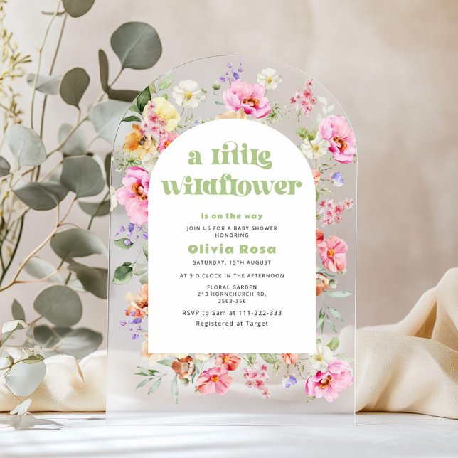 Little Wildflower Arch Garden baby shower arch  Acrylic Invitations (Creator Uploaded)