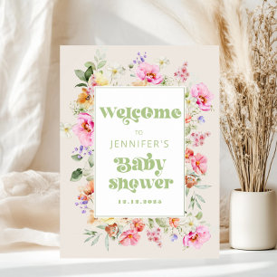 Little wildflower baby girl shower welcome poster