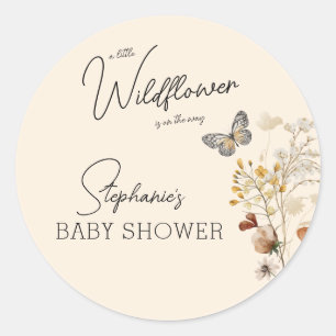 Little Wildflower Baby Shower Classic Round Sticker