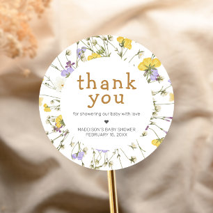 Little Wildflower Baby Shower Classic Round Sticker