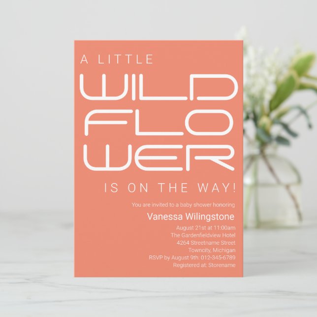 Little Wildflower Baby Shower Invitation (Standing Front)