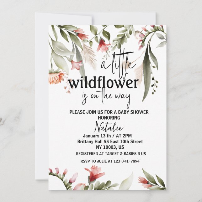little wildflower baby shower invitations (Front)