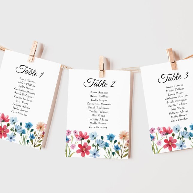 Little Wildflower Baby Shower Seating Chart Cards (Creator Uploaded)