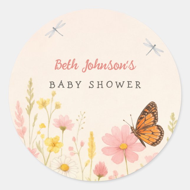 Little Wildflower Baby Shower Stickers (Front)