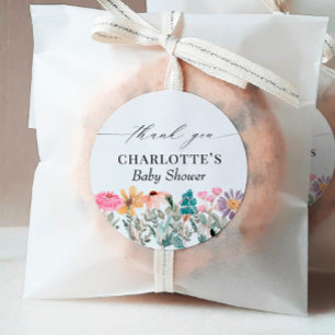 Little Wildflower Baby Shower Thank You Favour Classic Round Sticker