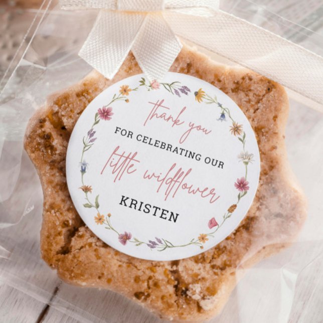 Little Wildflower Baby Shower Thank You Favour Classic Round Sticker (Creator Uploaded)