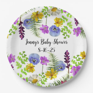 Little Wildflower baby shower theme paper plates