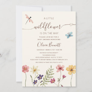 Little Wildflower Baby Shower Watercolor Garden Invitation