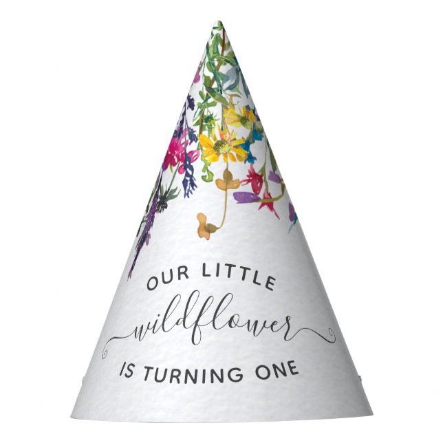 Little Wildflower Birthday Party Hat (Front)