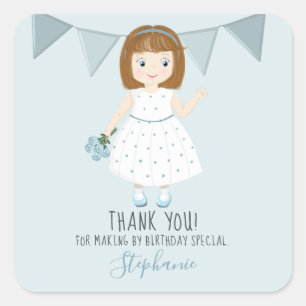 Little Wildflower Birthday Square Sticker