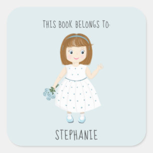 Little Wildflower Birthday This Book Belongs to Square Sticker