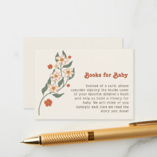 Little Wildflower Boho Books for Baby Shower Enclosure Card