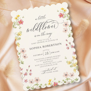 Little Wildflower Boho Chic Script Baby Shower  Invitation