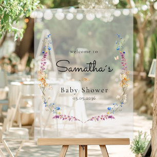 Little Wildflower Boho Dream - Baby Shower  Acrylic Sign