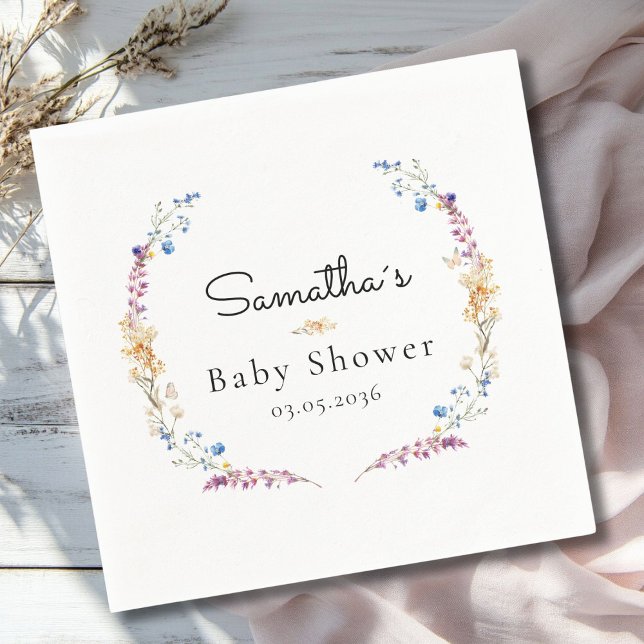 Little Wildflower Boho Dream - Baby Shower Napkin (Little Wildflower Boho Dream - Custom Baby Shower Napkins with your Name & Date.)