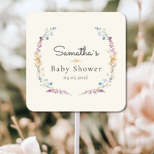 Little Wildflower Boho Dream - Baby Shower Square Sticker
