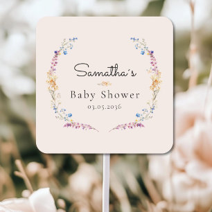 Little Wildflower Boho Dream - Baby Shower Square Sticker