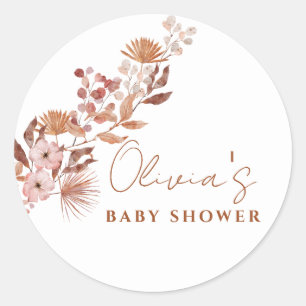 Little Wildflower Boho   Fall Baby Shower Classic Round Sticker