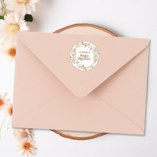 Little Wildflower Boho Nature Theme Baby Shower  Classic Round Sticker